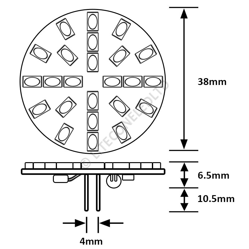 G4 12SMD 10-30 Vdc Back Pin 2.4W Warm White LED Bulb